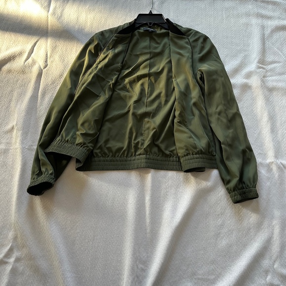 Theory Bahara Silk Jacket/Bomber, Size P (Petite), Green and Black - Picture 9 of 13